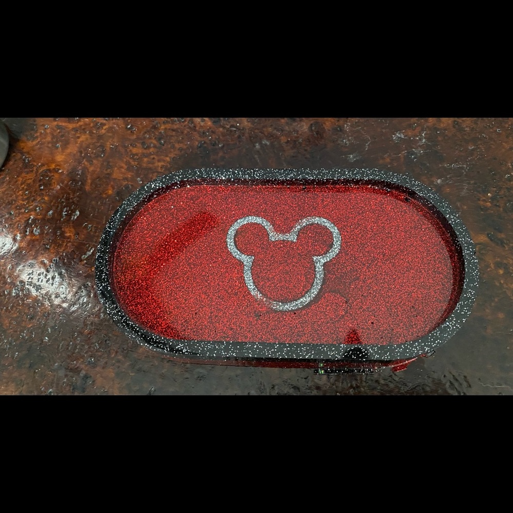 Red Glitter Mickey-Shaped Home Bath Tray